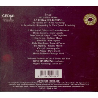 VERDI - Marinuzzi - La forza del destino, opéra en quatre actes (version